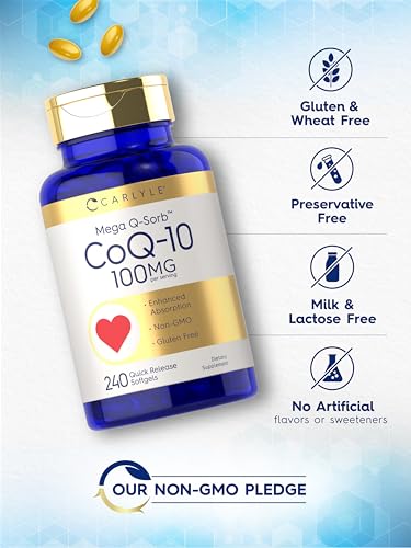 Carlyle CoQ10 100mg | 240 Softgels | Mega Q-Sorb Coenzyme Q-10 | with Black Pepper Carlyle Au supplements