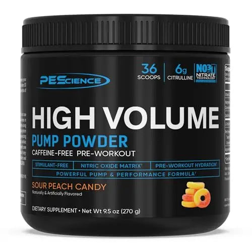 PEScience High Volume Nitric Oxide Booster Pump Pre Workout Powder, Sour Peach Candy PEScienceAU supplements