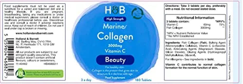 Holland & Barrett Marine Collagen with Vitamin C 3000mg 180 Tablets Holland & Barrett uk supplements