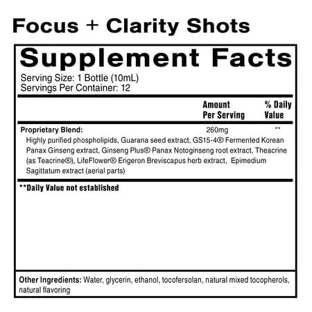 Quicksilver Scientific Focus + Clarity Shots (Box of 12, 10 mL Shots) Quicksilver Scientific Au supplements