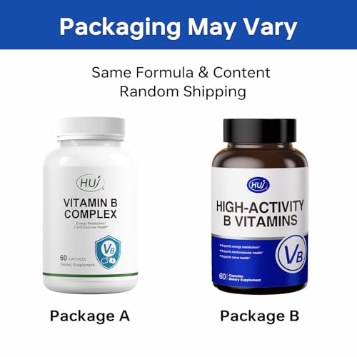 HUJ High-Activity B Vitamins - Supports Normal Energy Metabolism & Nerve System Health - Supplement with 8 B Vitamins, Inositol and D-Chiro Inositol - 60 Capsules. HUJ Au supplements