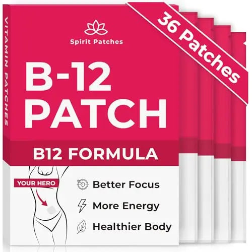 B12 Patches (Pack of 36) - 100% Natural Vitamin Patches for Women, Energy, Focus & Body Spirit PatchesAU supplements