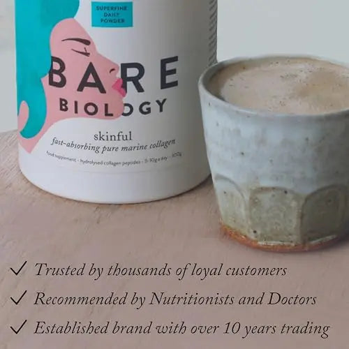 Bare Biology Collagen Powder, 300g/60 Servings - Skinful Pure Marine Collagen Supplement for Skin Bare Biology uk supplements