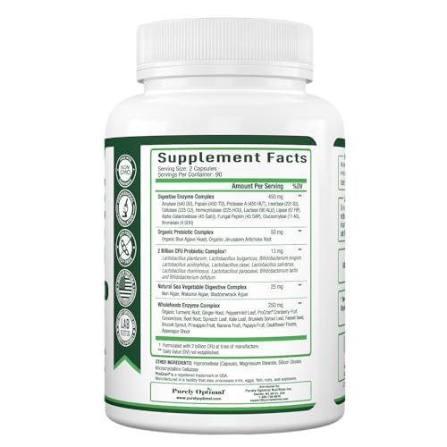 Purely Optimal Premium Digestive Enzymes Plus Prebiotics & Probiotics - for Better Digestio Purely Optimal Au supplements