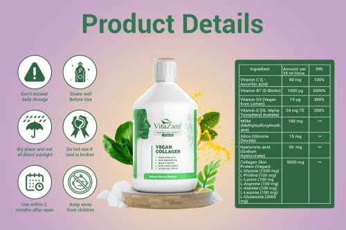 VitaZam Vegan Collagen Liquid 5000mg Hydrolyzed Collagen Peptides for Women VitaZam Au supplements