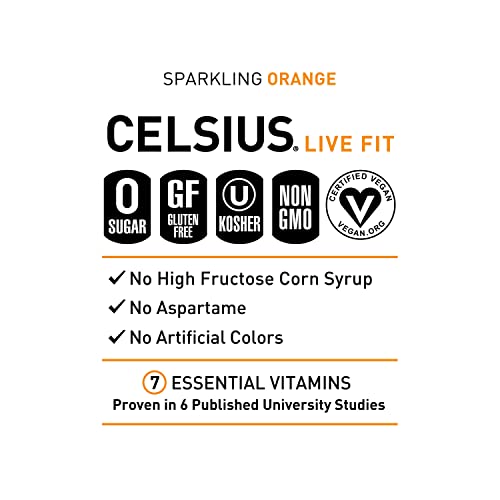 CELSIUS Sparkling Orange, Functional Essential Energy Drink 12 Fl Oz (Pack of 12) CELSIUS Au supplements