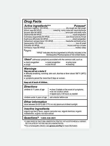 Genexa Cold Crush for Children – 60 Tablets | Certified Organic & Non-GMO, Physician Genexa Au supplements