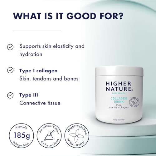 Higher Nature - Collagen Drink - Increases Skin Elasticity & Hydration - Collagen Powder HIGHER NATUREUS supplements