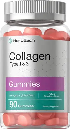 Hydrolyzed Collagen Gummies | 90 Count | Strawberry Flavored Gummy Supplement Horbäach uk supplements