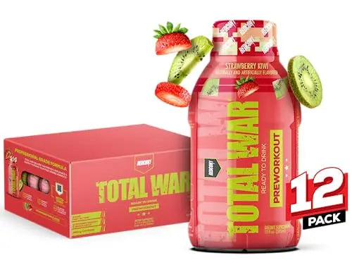 REDCON1 Total War Ready to Drink Preworkout, Strawberry Kiwi - 350mg of Fast Acting REDCON1AU supplements