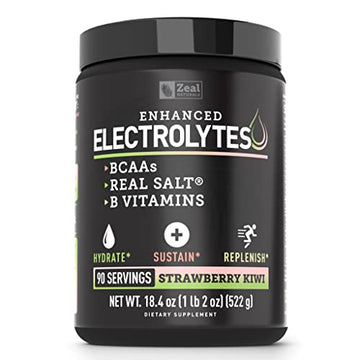 Enhanced Electrolyte Powder (Strawberry Kiwi | 90ct.) Sugar Free + BCAA, B-Vitamins Zeal Naturals Au supplements