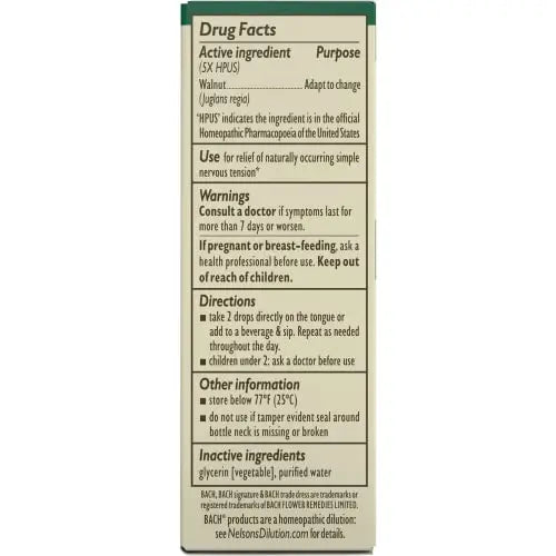 Bach Original Flower Remedies, Walnut for Adapting to Change (Non-Alcohol Formula) Bach uk supplements