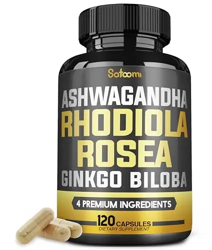 6050mg Rhodiola Rosea Supplement with Ashwagandha Root, Ginkgo Biloba & Black Pepper SatoomiAU supplements