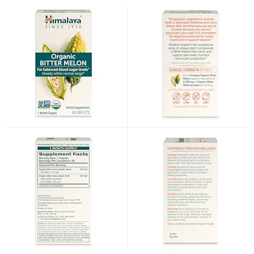 Himalaya Organic Bitter Melon for Glucose Metabolism, 660 mg, 60 Caplets, 1 Month Supply Himalaya Au supplements
