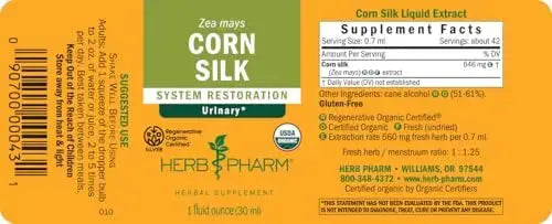 Herb Pharm Certified Organic Corn Silk Liquid Extract for Urinary System Support, 1 Fl Oz Herb Pharm uk supplements