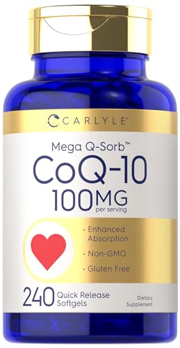 Carlyle CoQ10 100mg | 240 Softgels | Mega Q-Sorb Coenzyme Q-10 | with Black Pepper Carlyle Au supplements