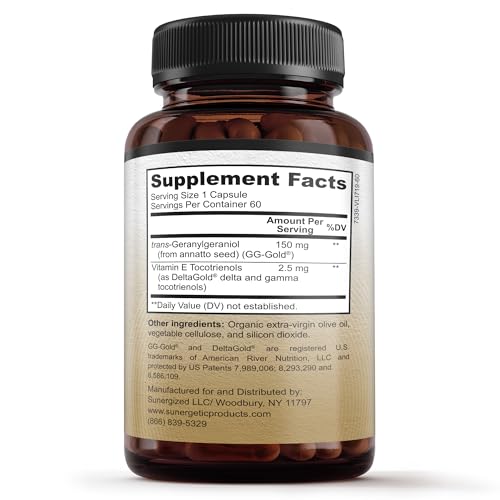 Premium Geranylgeraniol Supplement – GG-Gold 150mg with DeltaGold Vitamin E Tocotrienols Sunergetic Au supplements