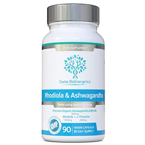 Rhodiola & Ashwagandha with L-Theanine - Award Winning Ashwagandha KSM-66 600mg swiss bioenergeticsAU supplements