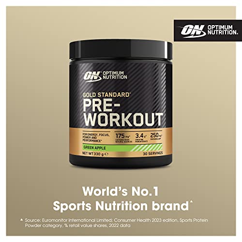 Optimum Nutrition Gold Standard Pre Workout Green Apple Flavoured Powder, 330g Optimum Nutrition Au supplements