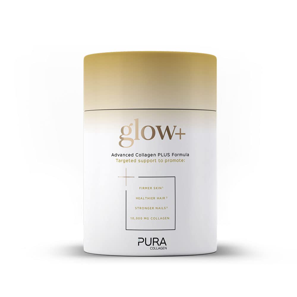 Pura Collagen Powdered Supplement Glow+, 10,000mg Hydrolysed Peptides, Hyaluronic Acid, Vitamins & Minerals, 28 Servings, 284 g Pura Collagen Au supplements