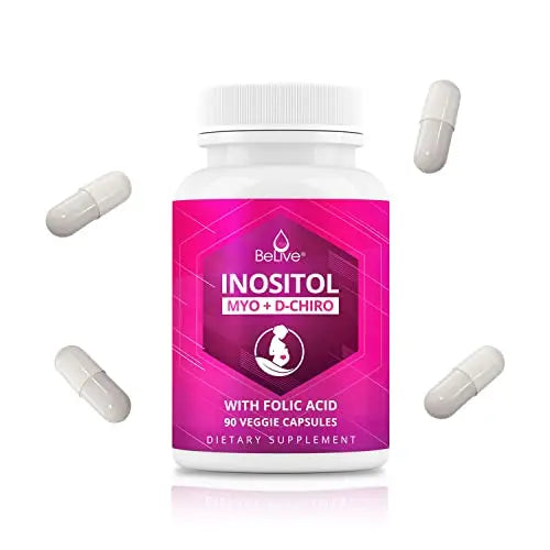 BeLive Myo-Inositol & D-Chiro Inositol Capsules - 90Ct I Inositol Supplement with Folic BeLive uk supplements