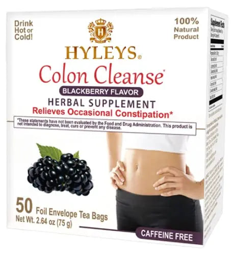 Hyleys Colon Cleanse Tea Blackberry Flavor - 50 Tea Bags (1 Pack) HYLEYS uk supplements