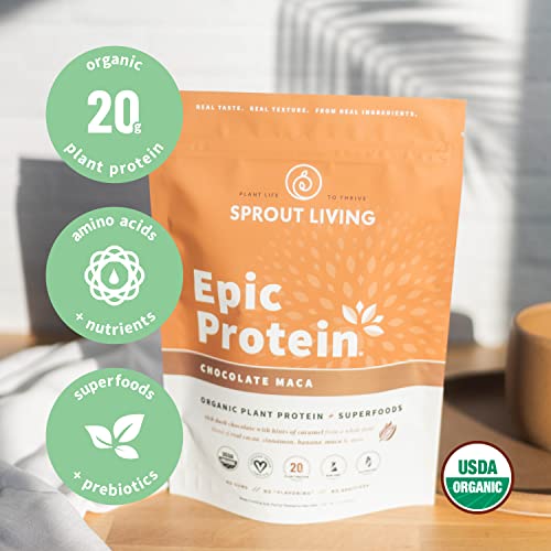 Sprout Living Epic Protein, Plant Based Protein & Superfoods Powder, Chocolate Maca Sprout Living Au supplements