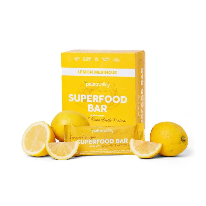 Paleovalley Superfood Bars – Lemon Meringue– 10 Pack – 9g Protein per Bar – Gluten-Free, Grain-Free, Paleo, Non-GMO – On-the-Go Snack Paleovalley Au supplements