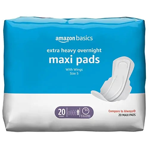 Amazon Basics Thick Maxi Pads with Flexi-Wings for Periods, Extra Heavy Overnight Absorbency Amazon BasicsAU supplements