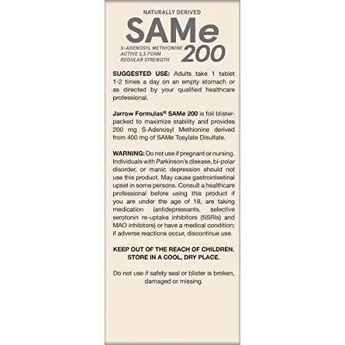 Jarrow Formulas® Same 200 mg, Supports Joint Health, Liver Function, Brain Metabolism, 60 Tablets, Up to A 60 Day Supply Jarrow Formulas Au supplements
