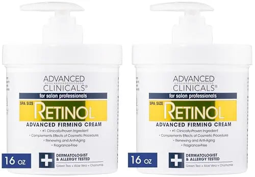 Advanced Clinicals Retinol Cream. Value Set- Two spa size 16oz bottles with pump Advanced ClinicalsAU supplements