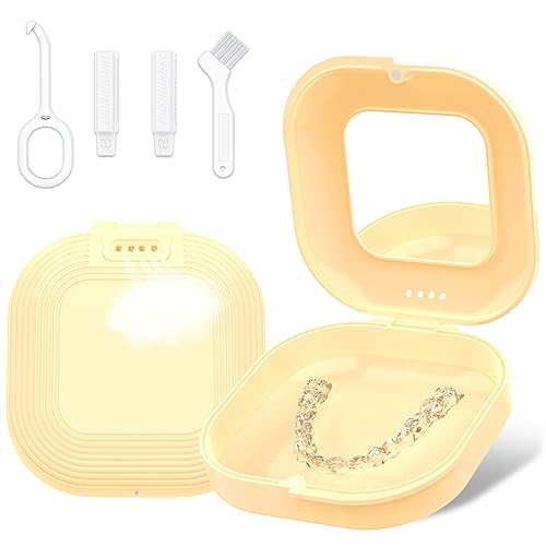 Retainer Case with Mirror and Vent Holes, Cute Retainer Holder Case Compatible with Invisalign HeigoeostAU supplements