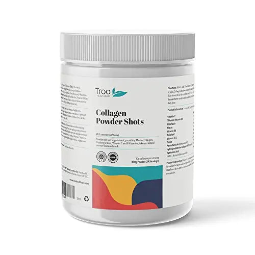Hydrolysed Marine Collagen Peptides Powder Enhanced with Essential Vitamins 300g Troo Health Care uk supplements