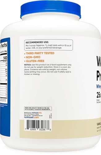Nutricost Whey Protein Supplement Powder, Vanilla, 5 pounds Nutricost Au supplements