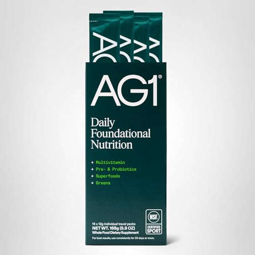 AG1 Athletic Greens Powder Supplement, Improve Gut Health, Multivitamin, Probiotic, Gluten Free, Vegan and Keto Friendly, 75 Vitamins (Travel Packs, 14 Count) - Classic Formula AG1 Au supplements