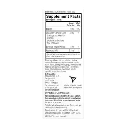 Move Free Ultra Triple Action Joint Support Supplement - Type II Collagen Boron & Hyaluronic Acid - Supports Joint Comfort, Cartiliage & Bones in 1 Tiny Pill Per Day, 30 Tablets (30 servings)* Move FreeAU supplements