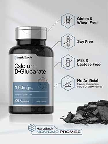 Calcium D-Glucarate 1000mg | 120 Capsules | Non-GMO, Gluten Free Supplement Horbäach Au supplements