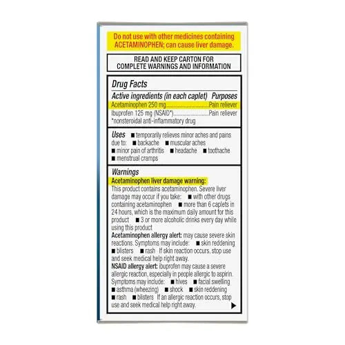 GoodSense Dual Action Acetaminophen and Ibuprofen (NSAID) Tablets, 250 mg/125 mg, Back Pain, 18 Count GoodSense Au supplements