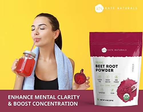 Kate Naturals Beet Root Powder for Baking & Smoothies (8oz) USDA Organic Beetroot Powder Kate NaturalsUS supplements