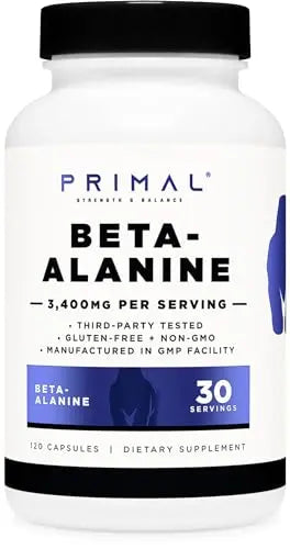 Primal Beta-Alanine Capsules 3400mg (30 Servings, 120 Capsules) - Supplement, Gluten PrimalAU supplements