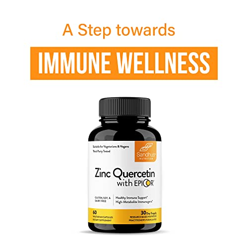 Sandhu's Zinc Quercetin with EpiCor® 60 Vegetarian Capsules - Gluten-Free Zinc Sandhu's Au supplements