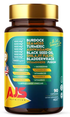 AJS Sea Moss Capsules 3200Mg, Shilajit 1000Mg with Black Seed Oil, Ashwagandha AJS NutritionAU supplements