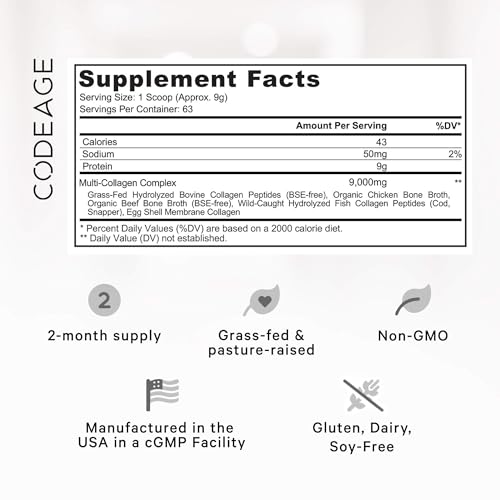 Code Age Multi-Collagen Protein Powder Hydrolyzed 20Oz All-in-One Super Bone Broth Codeage Au supplements