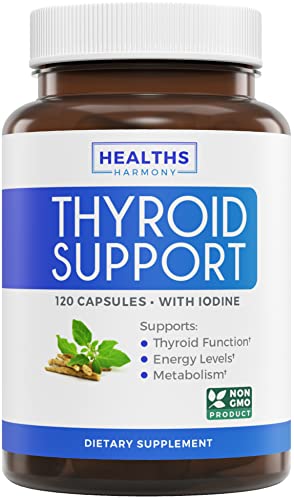 Thyroid Support with Iodine - 120 Capsules (Non-GMO) Healths Harmony Au supplements