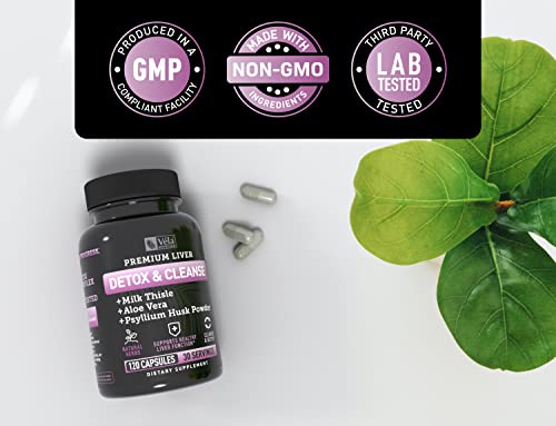 Véla Colon Cleanse & Liver Detox Formula Cleanse - 22 Herbs with Milk Thistle, Turmeric Véla Au supplements