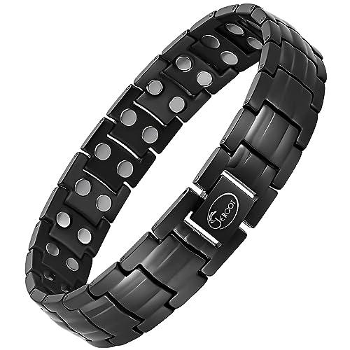 JEROOT Magnetic Bracelets for Men, Pure Titanium Double Row Strong Magnets JEROOT Au supplements