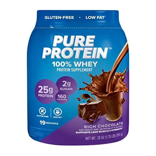 Pure Protein 100% Whey Protein Powder, Rich Chocolate, 25 g Protein, 1.75 lb Pure ProteinAU supplements