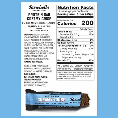 Barebells Protein Snacks Bars Creamy Crisp - 12 Count, 1.9oz Bars 55g of High Protein BAREBELLS uk supplements