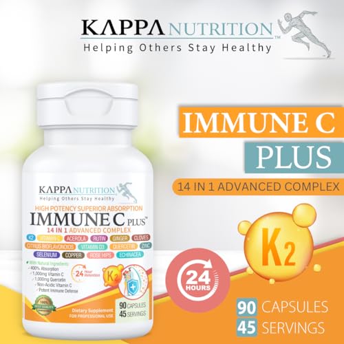 Quercetin 1,000mg, Vitamin C 1,000mg, Zinc 50mg, Vitamin D3 5,000iu, Selenium, Copper, Acerola, Ginger, Rutin, Bitter Orange, Rose Hips, Echinacea, Immune C Plus, 14 in 1 Immune C Plus (90 Count) KAPPA NUTRITION Au supplements