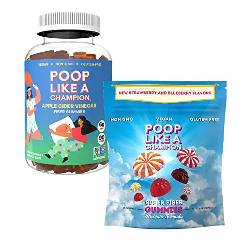 Poop Like a Champion Super Fiber Gummies 6g Fiber - Apple Cider Vinegar & Berries 2 Flavors Poop Like a ChampionAU supplements